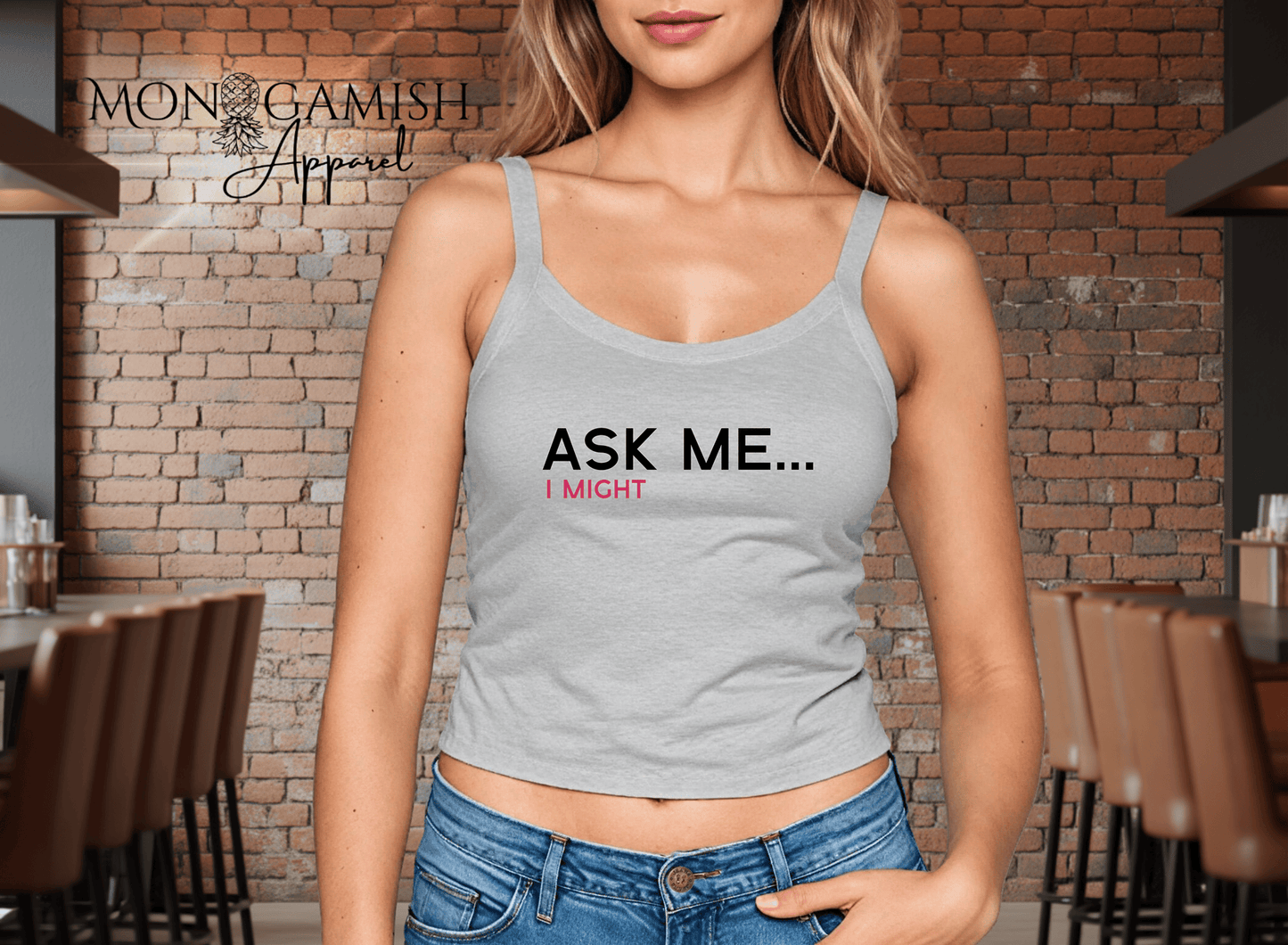 Just Ask Me Ladies Crop Tank