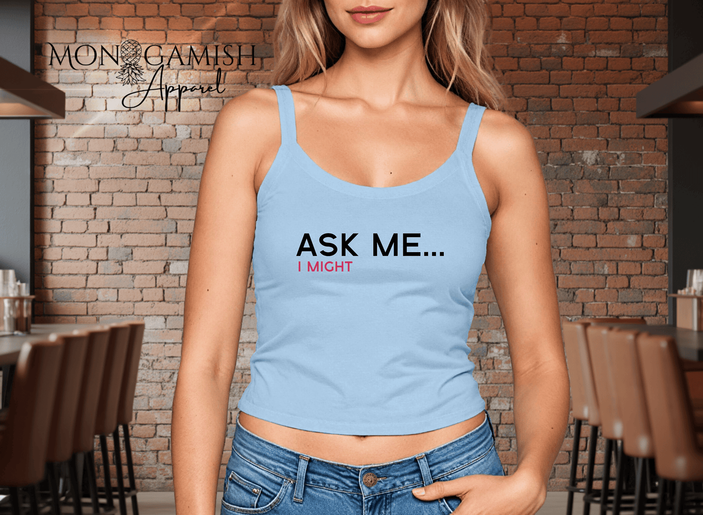 Just Ask Me Ladies Crop Tank