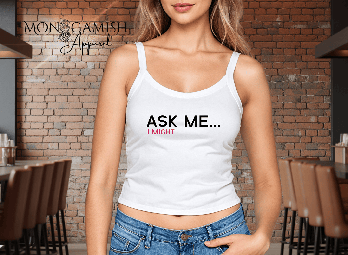 Just Ask Me Ladies Crop Tank