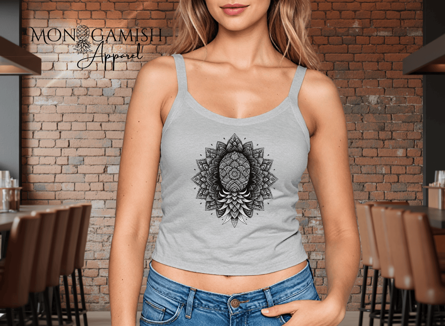 Pineapple Mandala Ladies Crop Tank