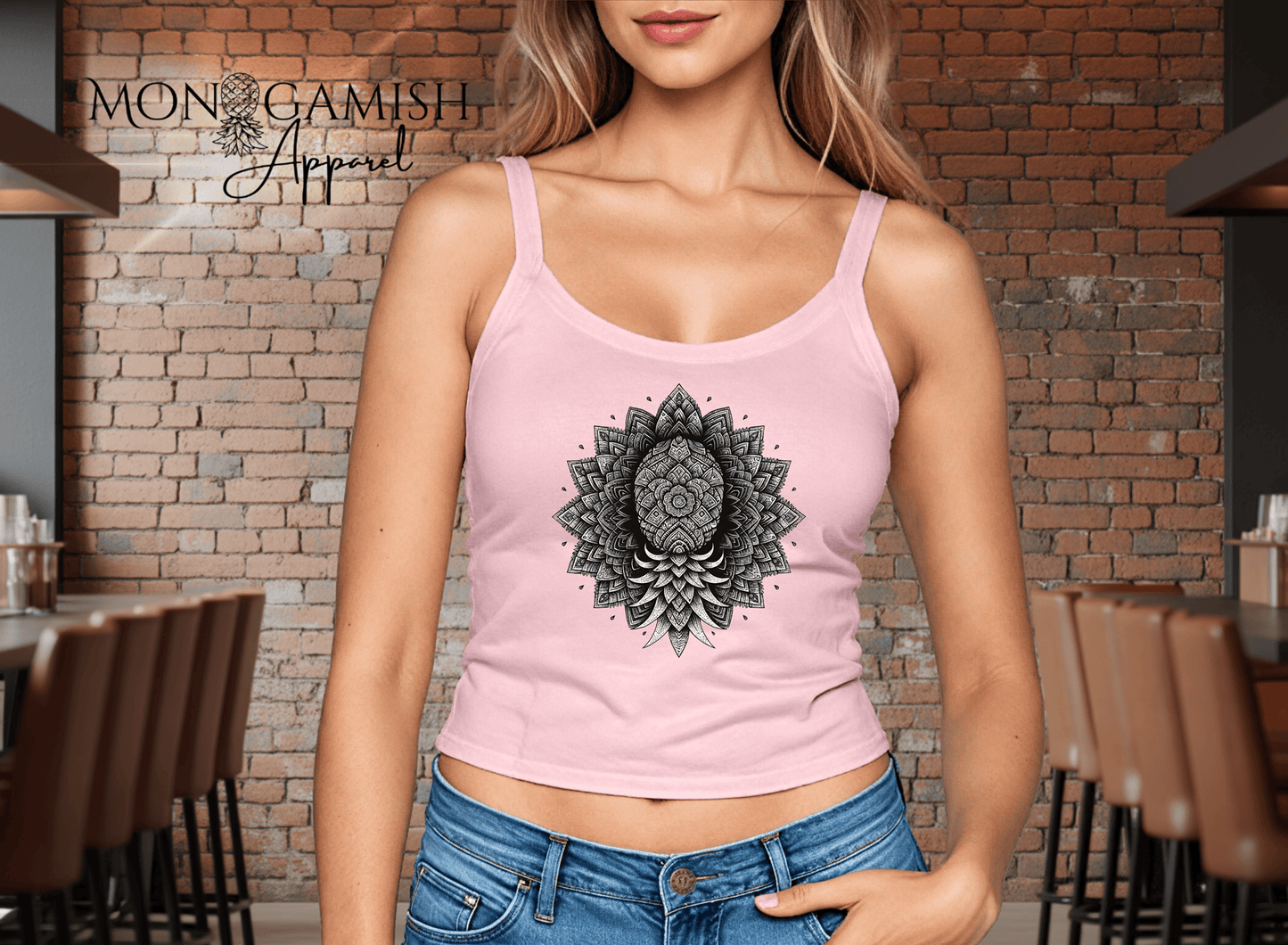 Pineapple Mandala Ladies Crop Tank