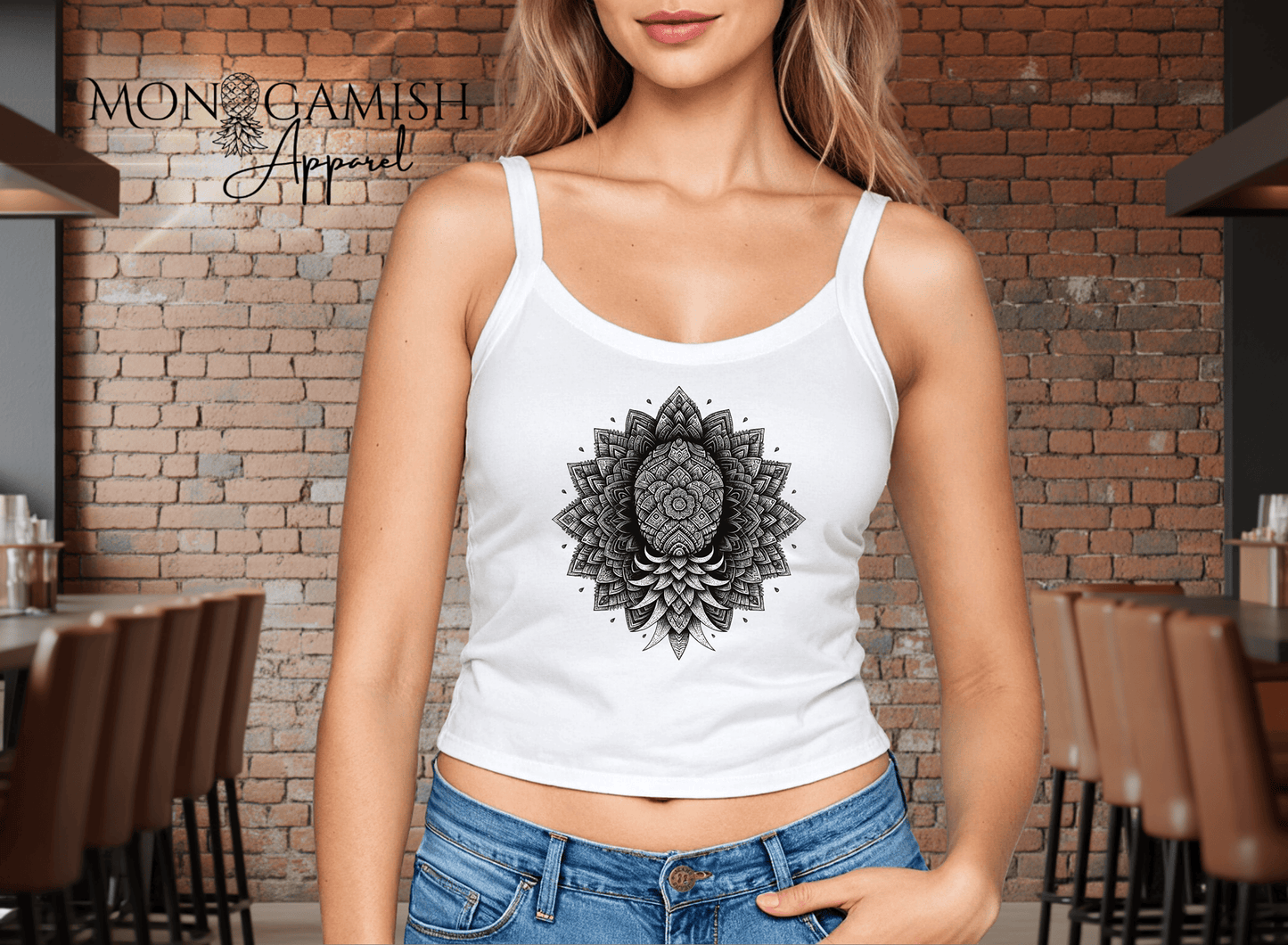 Pineapple Mandala Ladies Crop Tank