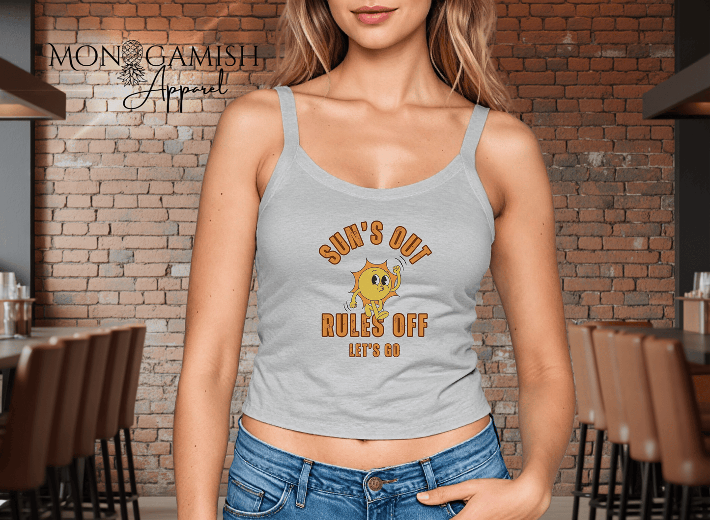 Sun Out Rules Off Ladies Crop Tank
