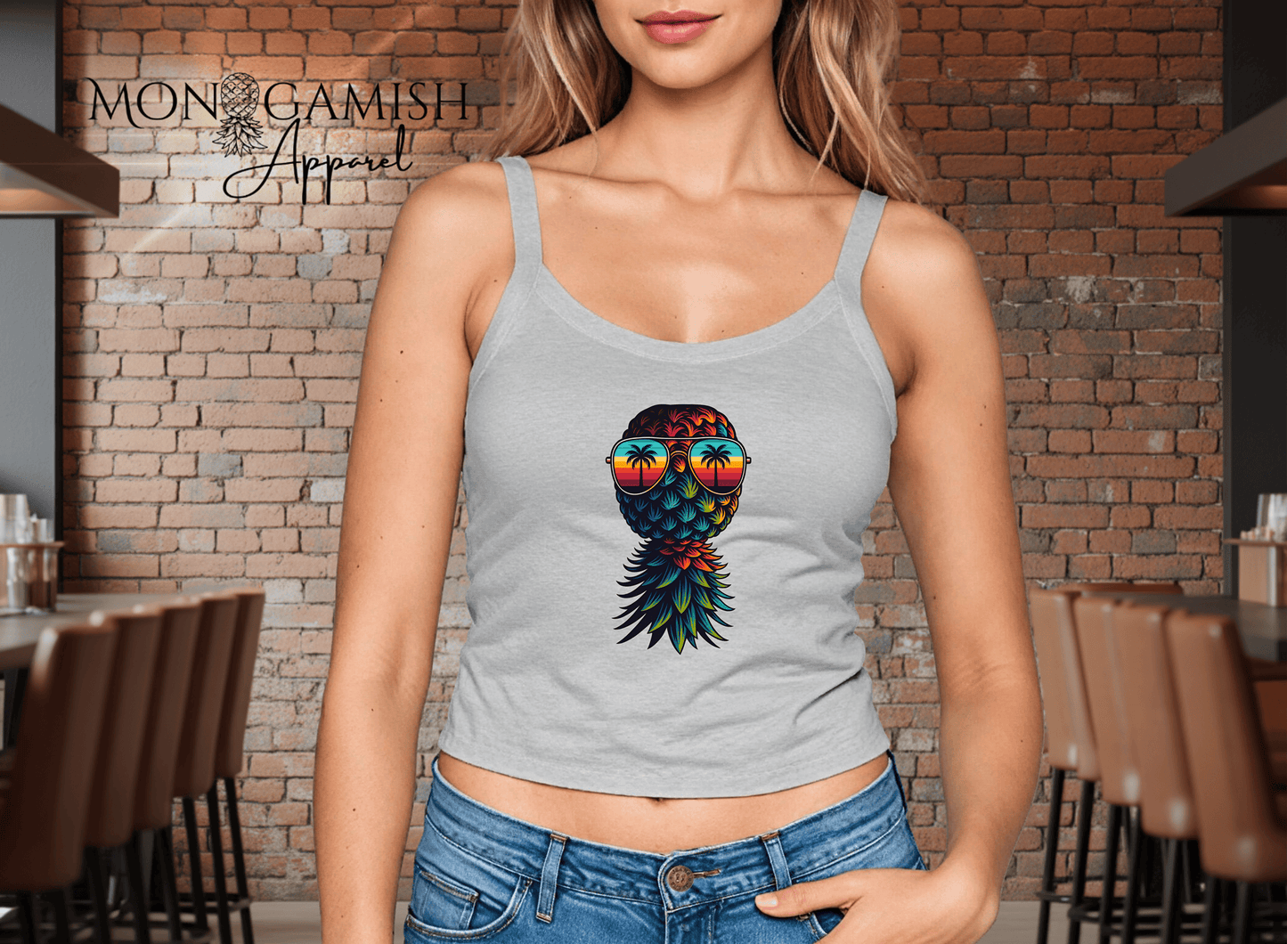 Tropicool Pineapple Ladies Crop Tank