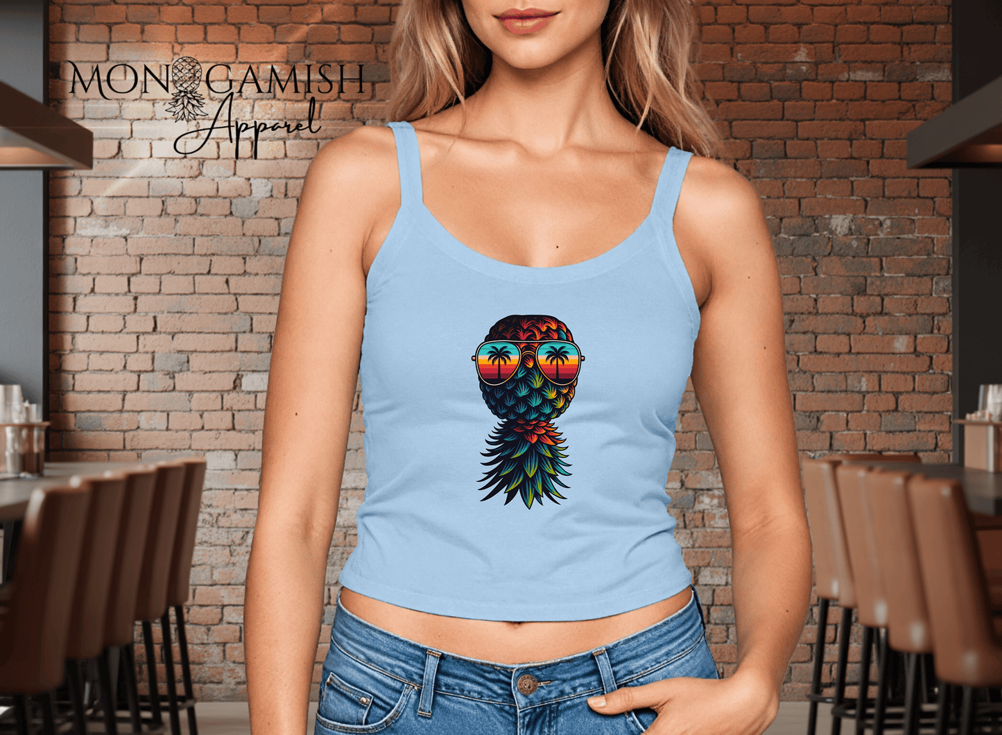 Tropicool Pineapple Ladies Crop Tank