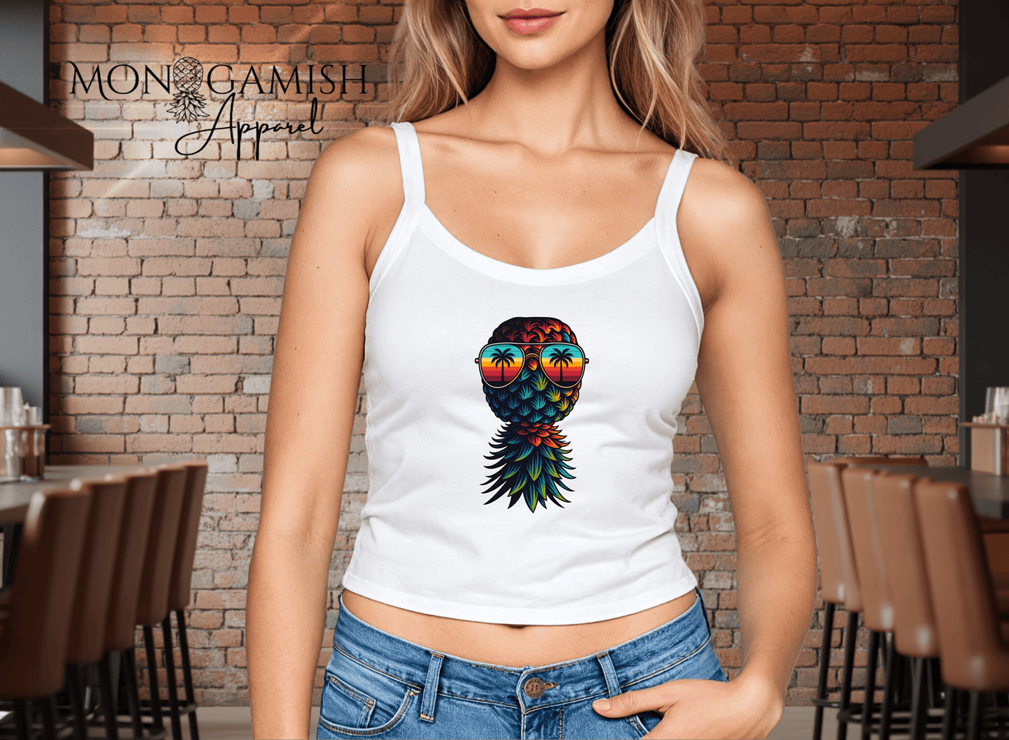 Tropicool Pineapple Ladies Crop Tank